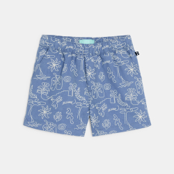 شورت برمودا كتان وقطن أزرق اللون لطفل رضيع